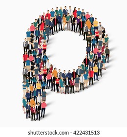 group  people  shape letter P vector