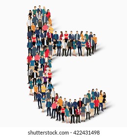 group  people  shape letter T vector