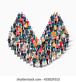 group people shape letter V vector