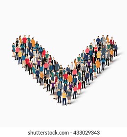 group people shape letter V vector