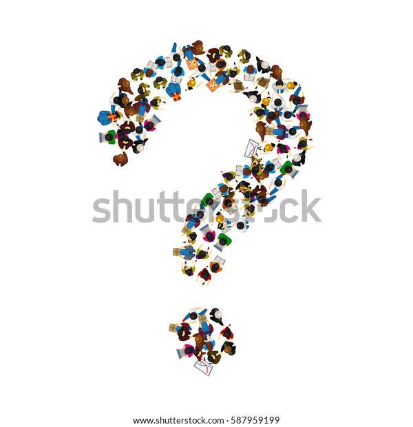 白い背景に疑問符の形をした人のグループ ベクターイラスト のベクター画像素材 ロイヤリティフリー