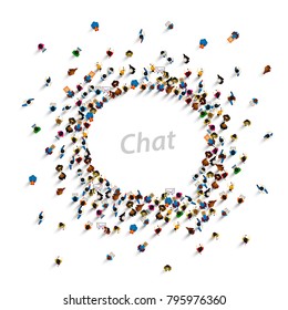 A group of people shaped as a chat icon, isolated on white background. Vector illustration