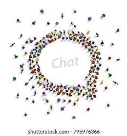 A group of people shaped as a chat icon, isolated on white background. Vector illustration