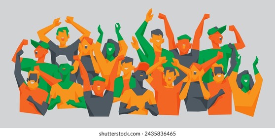 Un grupo de personas gritando de alegría. Ilustración de vector