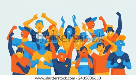 A group of people shouting for joy. Vector illustration