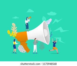 Group of people shouting on megaphone vector illustration concept, can use for, landing page, template, ui, web, mobile app, poster, banner, flyer