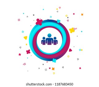 Group of people sign icon. Share symbol. Colorful button with icon. Geometric elements. Vector