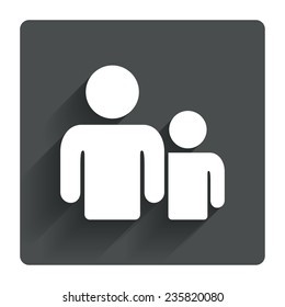 Group of people sign icon. Share symbol. Gray flat square button with shadow. Modern UI website navigation. Vector