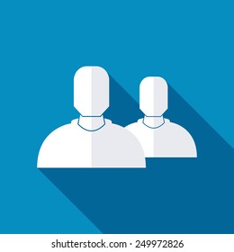 Group of people sign icon. Share symbol. Flat button with long shadow. Modern UI website navigation. Social icons