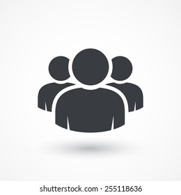 Group of people sign icon. Share symbol. Button with soft shadow. UI website navigation. Social network icons. Group of friends. Cutout people. Leader icon. Community icon. Multiple users silhouette