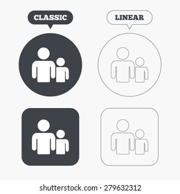 Group of people sign icon. Share symbol. Classic and line web buttons. Circles and squares. Vector