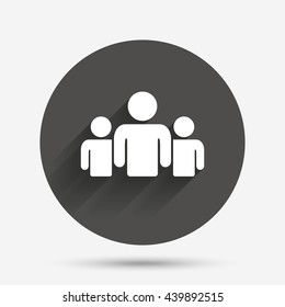 Group of people sign icon. Share symbol. Circle flat button with shadow. Vector