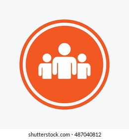 Group of people sign icon. Share symbol. Graphic design element. Flat social group symbol on the round button. Vector