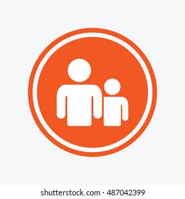 Group of people sign icon. Share symbol. Graphic design element. Flat social group symbol on the round button. Vector