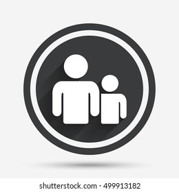 Group of people sign icon. Share symbol. Circle flat button with shadow and border. Vector