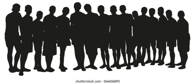 Group People Silhouettes Stock Vector (Royalty Free) 353039537 ...