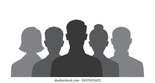 Group people silhouette graphic icon.  Business team isolated symbol on white background. Concept teamwork. Vector illustration
