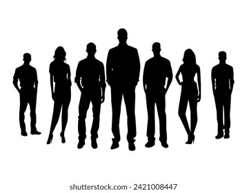 group of people silhouette icon set illustration