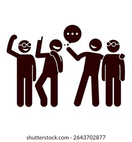 group of people silhouette vector having a discussion	