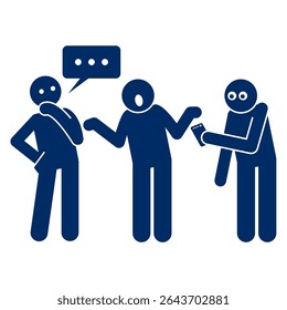 Vector de la silueta del grupo de personas que tiene una discusión	