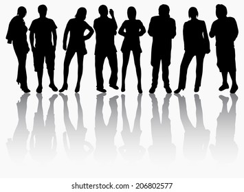 Group People Silhouettes Stock Vector (Royalty Free) 206802577