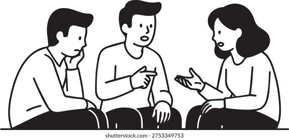 a group of people sitting next to each other having a conversation isolated on transparent background, Vector, illustration