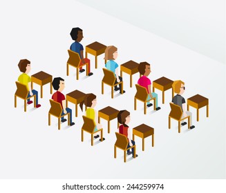 A Group of People Sitting on the Chair Vector Illustration