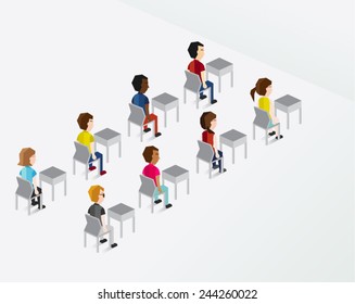 A Group of People Sitting on the Chair Vector Illustration
