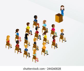 A Group of People Sitting on the Chair Vector Illustration