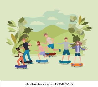 group of people in skateboard on the park