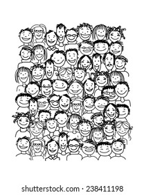 Group of people, sketch for your design. Vector illustration