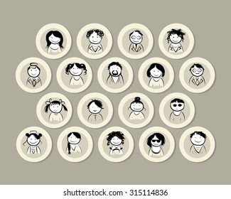 Group of people, sketch for your design. Vector illustration
