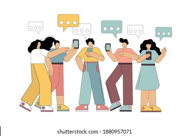 Young People Standing Talking Each Other Stock Vector (Royalty Free ...