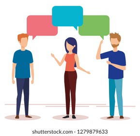 group of people with speech bubble characters
