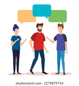 group of people with speech bubble characters