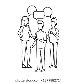 group of people with speech bubble characters