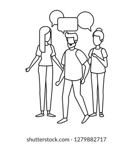 group of people with speech bubble characters