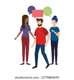 group of people with speech bubble characters