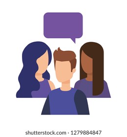 group of people with speech bubble characters