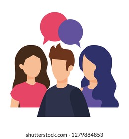 group of people with speech bubble characters