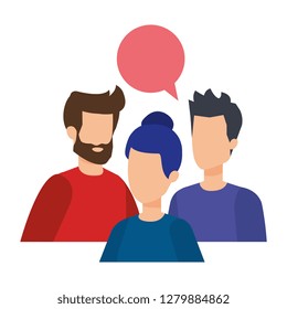 group of people with speech bubble characters