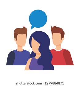 group of people with speech bubble characters