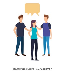 group of people with speech bubble characters