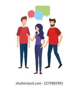 group of people with speech bubble characters