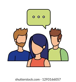 group of people with speech bubble characters