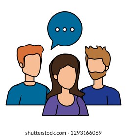 group of people with speech bubble characters