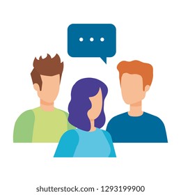 group of people with speech bubble characters