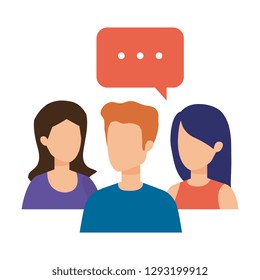 group of people with speech bubble characters