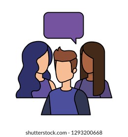 group of people with speech bubble characters