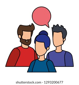 group of people with speech bubble characters